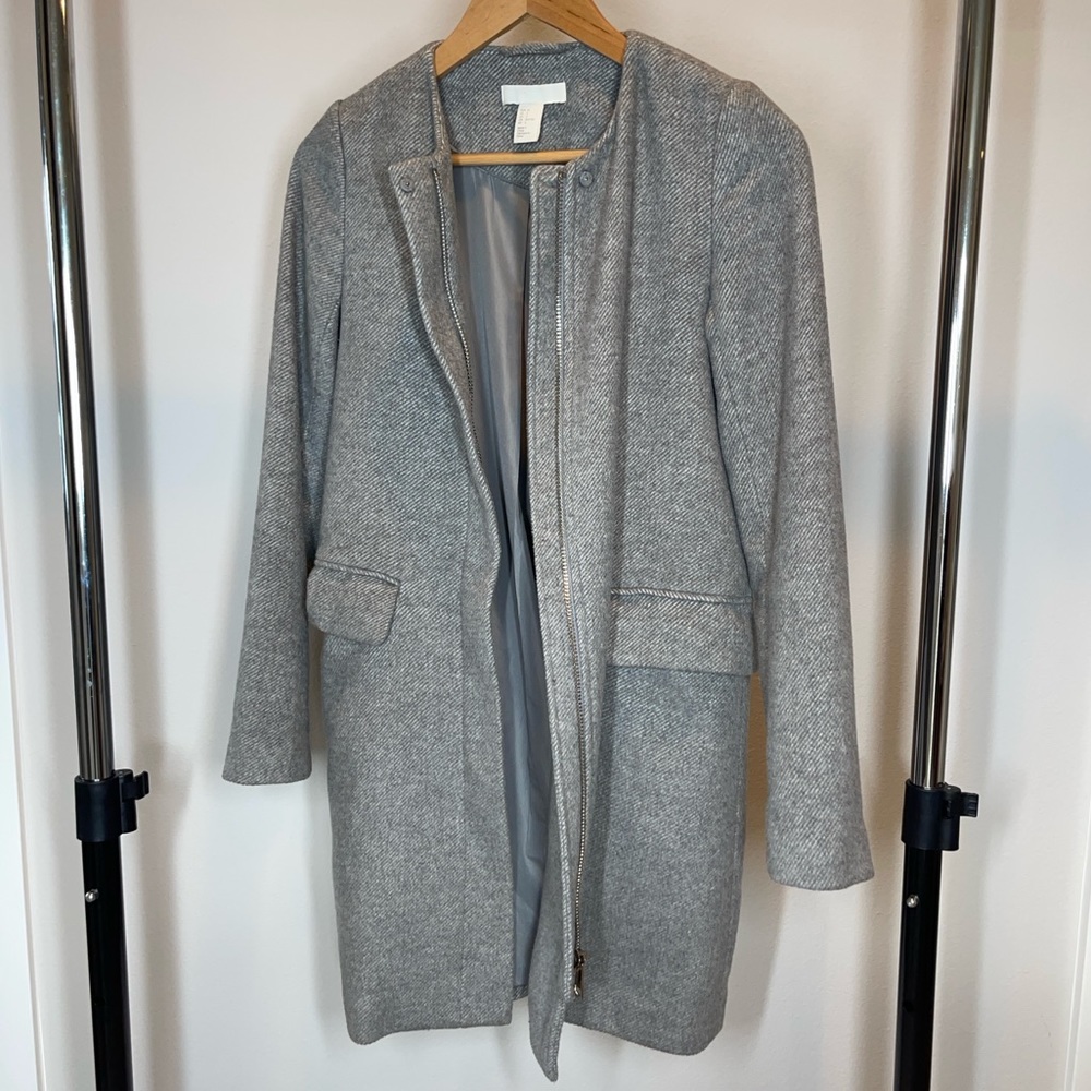 H&M Wool blend Collarless Lady women's Dress Coat size 2